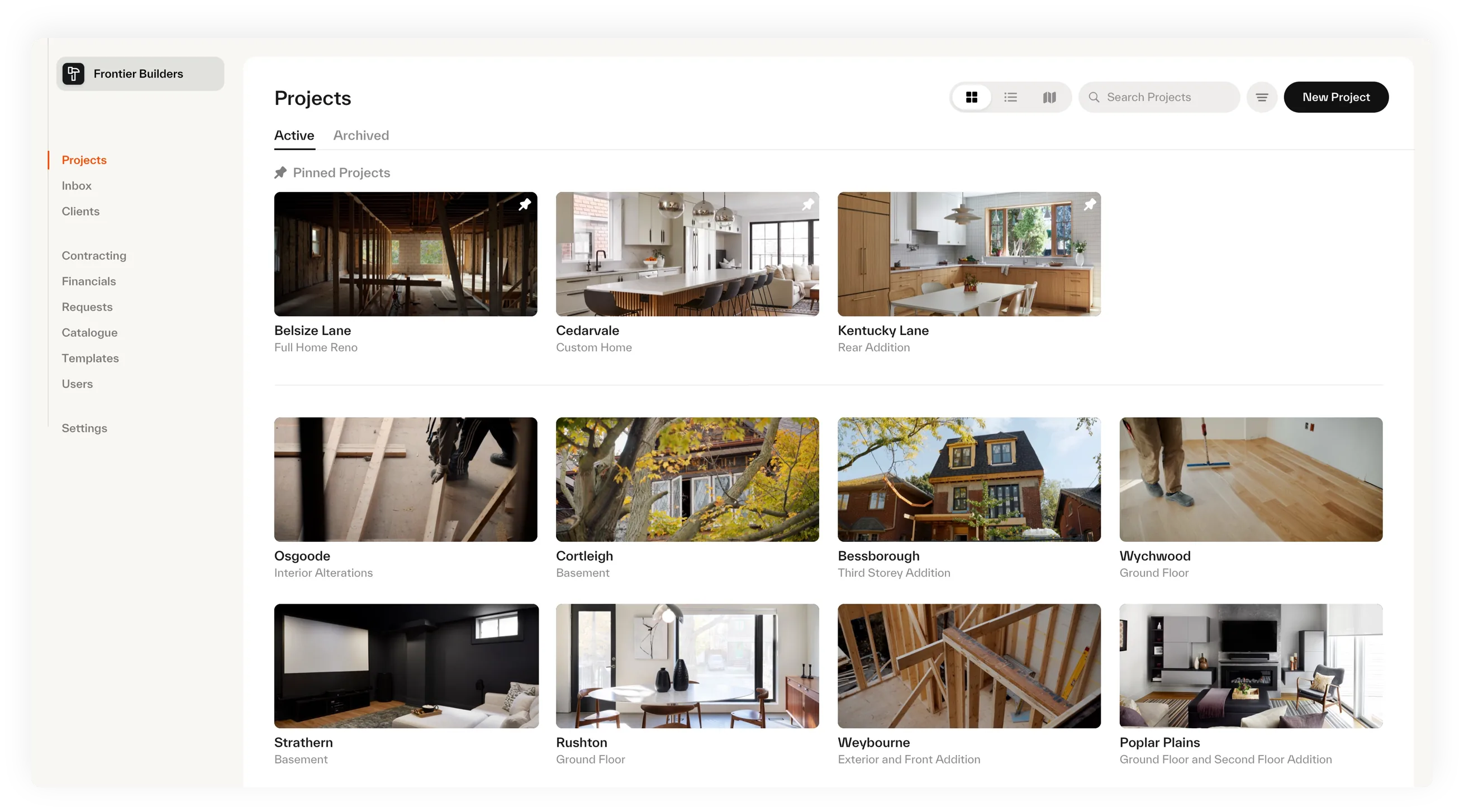 The Gallop projects dashboard